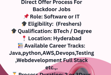 Hiring Fresher IT jobs Hyderabad Backdoor 9989612735